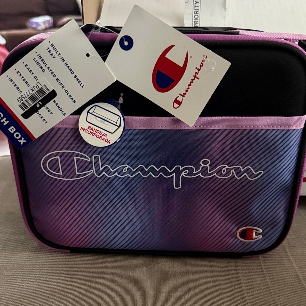 Champion Black and Purple Lunch Box w built in tray